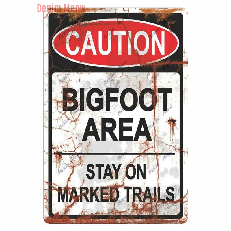 Vintage Bigfoot Crossing Metal Wall Decor, Warning Bigfoot Area, Tin Signs, Retro Decorative Stickers, Home Decor,  WY288