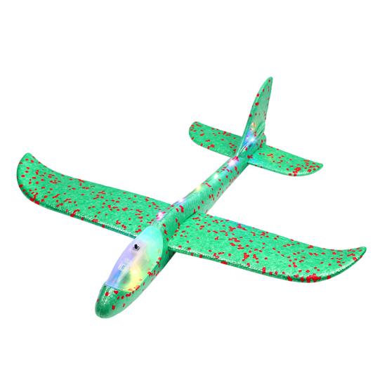 Large Foam Glider with LED Lights EPP Hand Throw Airplane Toy for Kids Outdoor Flying Toy for Boys Girls Crash-Resistant Outdoor Play Gift for