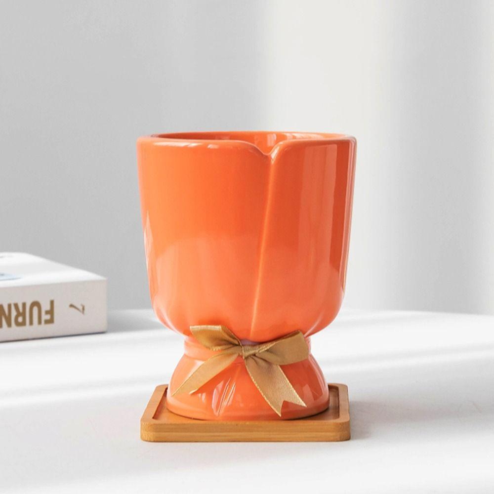 Desktop Decorative Bouquet Bow Vase Nordic Style Table Ornament Flower Vase  Living Room