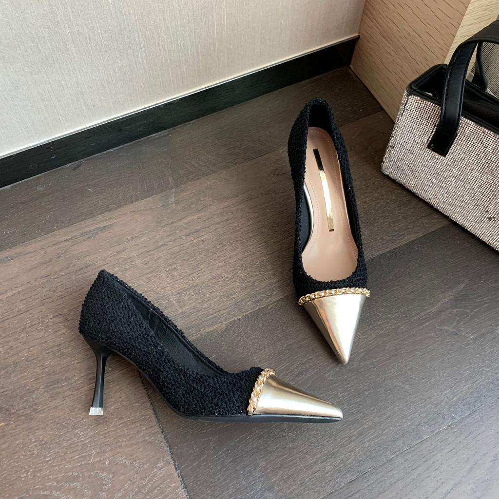 Autumn New Temperament Celebrity Bag Head Thin Heel Versatile Dress Shoes Women's Shallow Mouth Pick High Heel Single Shoes