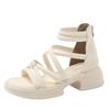 Sandales à plateforme épaisse pour femmes - Bout ouvert, Talon moyen, Design à lacets, Bride réglable, Sandales à plateforme épaisse | Sandales à bride réglable