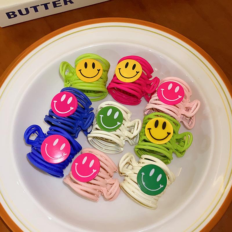 Color acrylic smiley face irregular hairpin back head high cranial top ponytail clip 2025 new personality trendy hair accessories