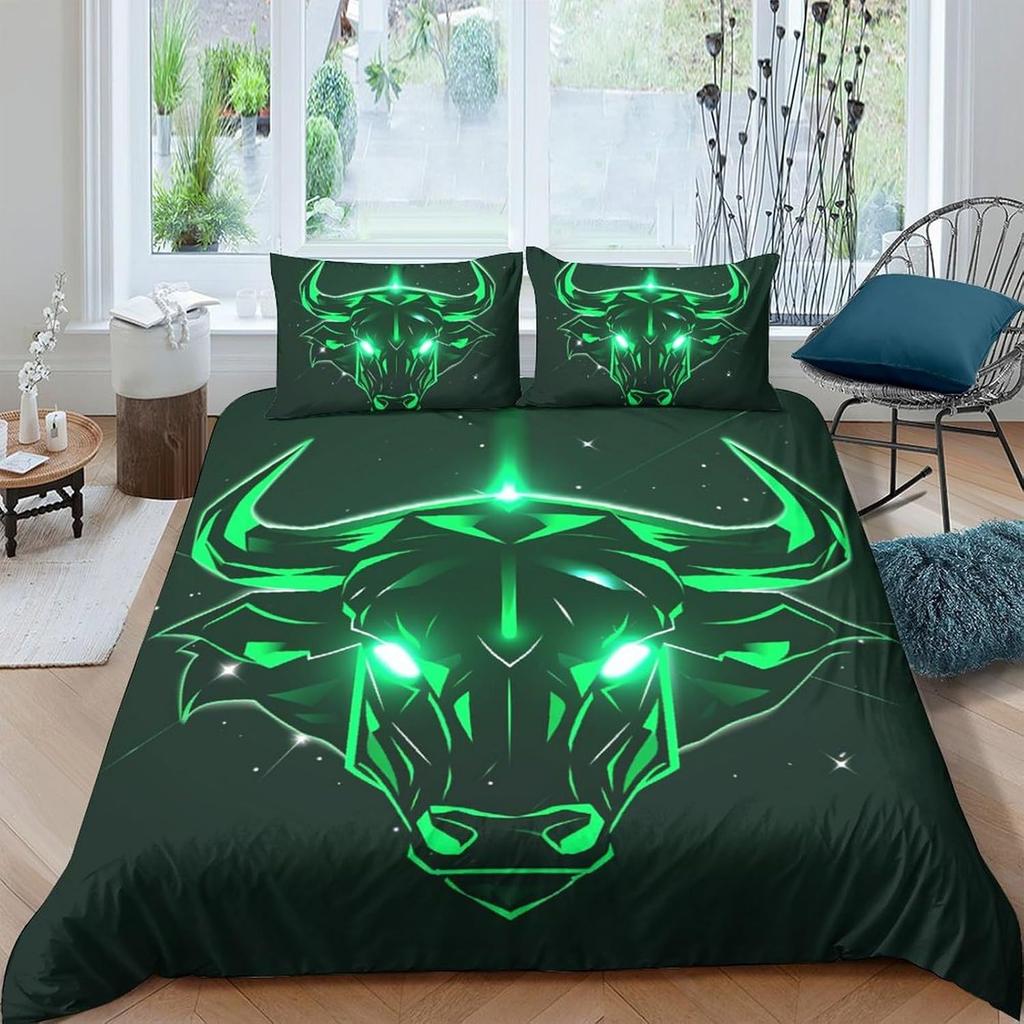 Three-Piece Science Fiction Cow Digital Printing 3D Quilt Cover Bedding Home Textile Quilt Cover