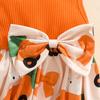 Nuovo Set Vestito di Pasqua per Bambina: Vestito Cappotto Peluche e Gilet con Fiocco con Design Coniglio Carota