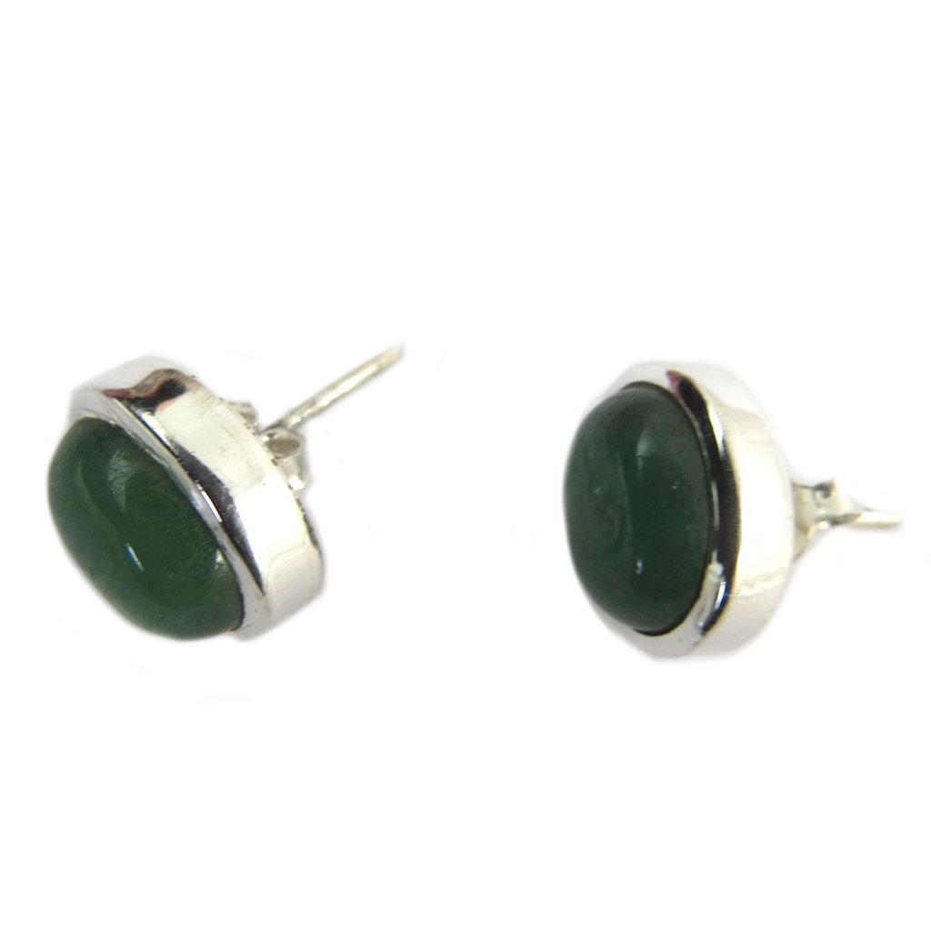 Les Trésors De Lily [P7223] - Silver 'Heaven' Silver Green Jade Earrings - 13x10 Mm