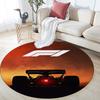 Racing car pattern round rug,Carpet Rug for Living Room Bedroom Playroom ,Non-slip Floor Mat,Holiday Gifts and Birthday Gifts.