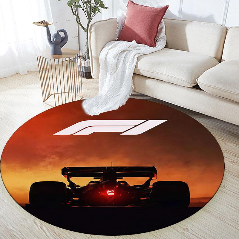 Racing car pattern round rug,Carpet Rug for Living Room Bedroom Playroom ,Non-slip Floor Mat,Holiday Gifts and Birthday Gifts.
