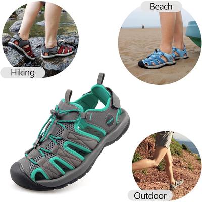 Knixmax Outdoor Closed Toe Lace-Up Hiking Sandals with Rubber Outsole for Summer