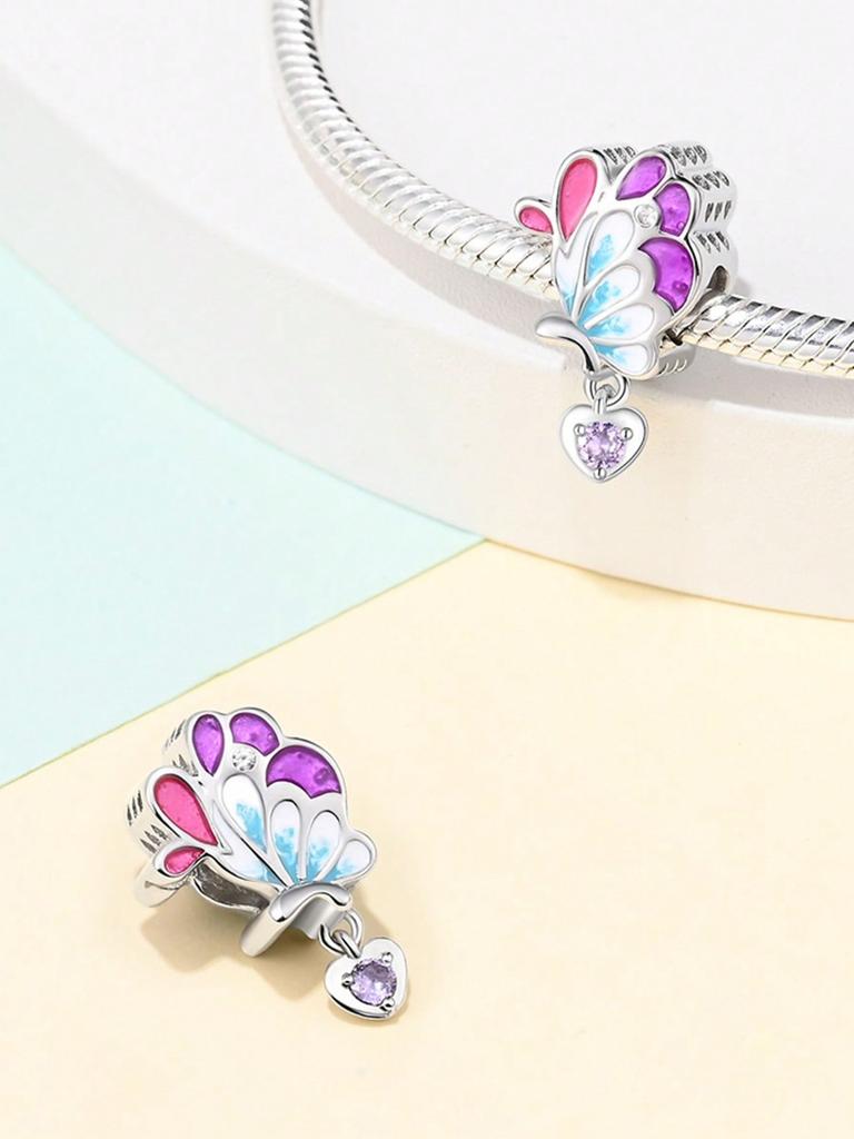 Charms Plata Colorful Butterflies Beads Charm Copper Plated Fit Charms Copperoriginal Bracelet For Jewelry Making Diy Charm