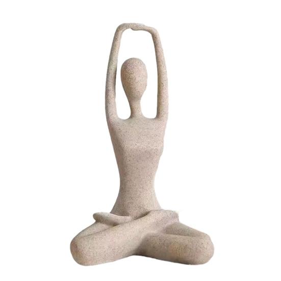 Zen Yoga Sculpture Sandstone Textured Resin Meditation Figurine Small B