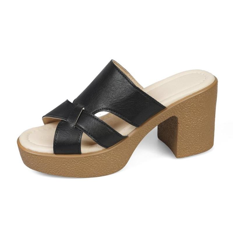 

Большой размер 36-43 Летние туфли-шлепанцы на высокой платформе Женские сандалии Платформенная обувь Высокий каблук Вечерние Элегантные сандалии 36 чёрный