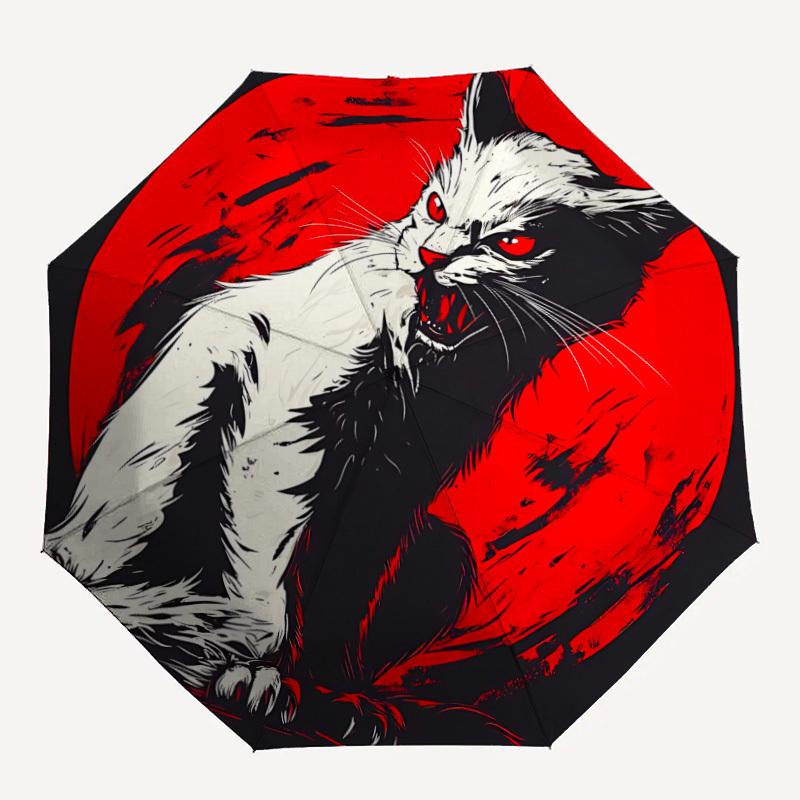 

1pc Nightshade Feline Auto Open/Close, Foldable Compact Leisure Umbrella with 8-Rib Shaft, Perfect Gift For Men And Women, Casual Style, Vib