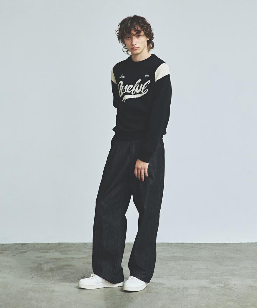 KNITTED Varsity Embroidered Logo Knit Black