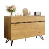 3-Door Sideboard in Wood Look with Metal Legs - Modern Design, Lots of Storage, Easy to Clean - Suitable for Living Room, Dining Room, Hallway
