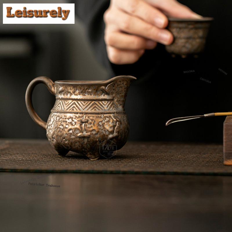 171ml Relief Gilded Glaze Tripodia Tea Pitcher Tea Divider Cha Hai Dispenser Household Justice Cup Fair Mug Drinkware Supplies