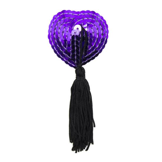 Breast Pasty Invisible Adhesive Firm Fit Nipple Covers with Tassel Decor Heart Shape Sequins Decor Breast Stickers Swaying Atmospheric Tool