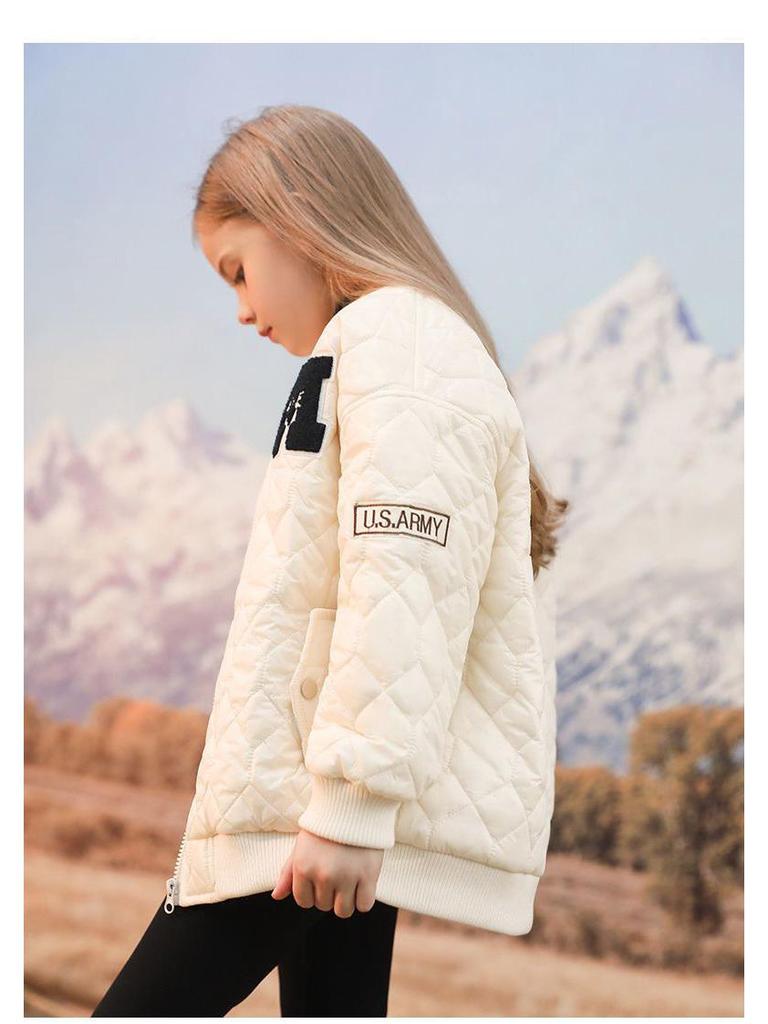 Sangluo Girls' Lightweight Cotton Baseball Jacket - New Autumn/Winter Stylish Padded Coat