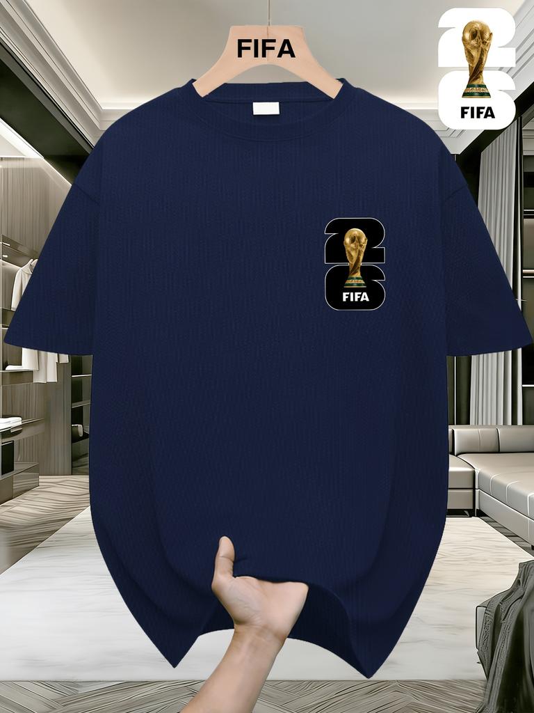 FIFA World Cup Football Men's Fashionable Short-sleeved T-shirt with a US, Canada and Mexico Themed Print. A Casual and Comfortable Summer T-shirt