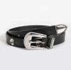 Y2k Womens Punk Leather Belt With Skull Decor And Metal Buckle For Casual Wear