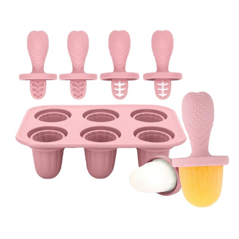 Tavă cu 6 Cavități pentru Cuburi de Gheață pentru Dentitie pentru Sugari și Mașină de Făcut Înghețată Matrițe din Silicon Lavabile în Mașina de Spălat Dinte pentru Bebeluși Instrument de Calmare