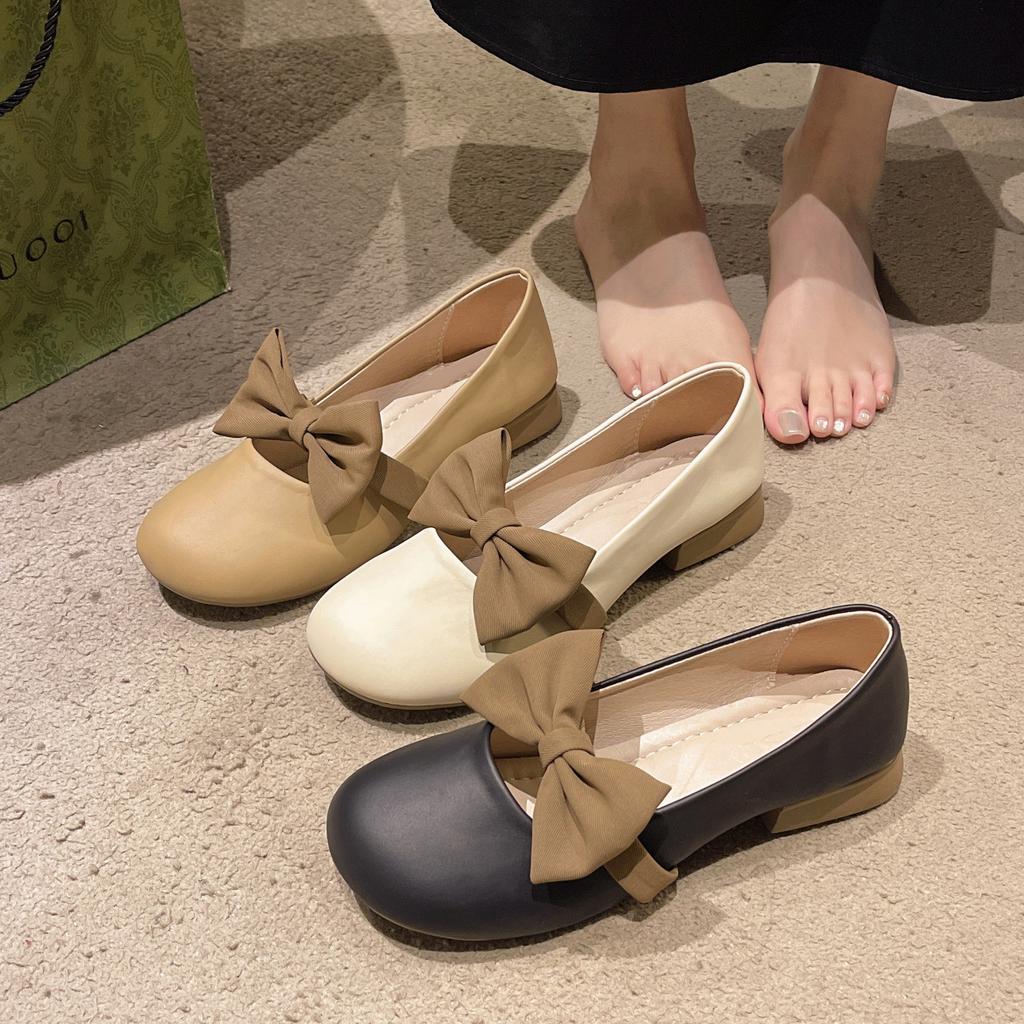 Sladká mašlička dámské jarní nové boty na nízkém podpatku dámské boty jemný temperament Mary Jane Doudou boty