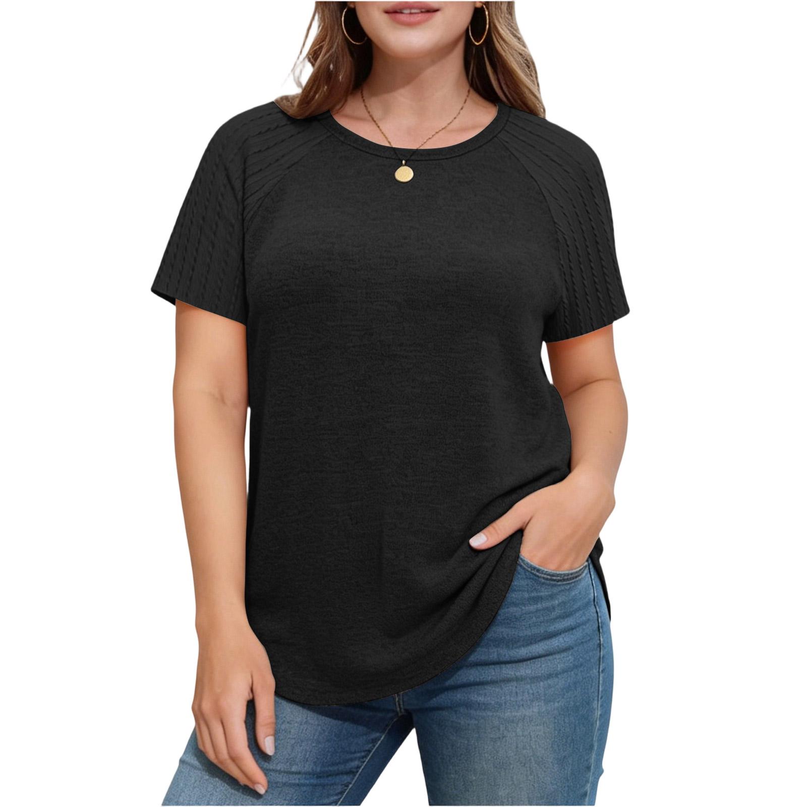 Women s Casual Oversized Short Sleeve T Shirt Outerwear Top L чёрный