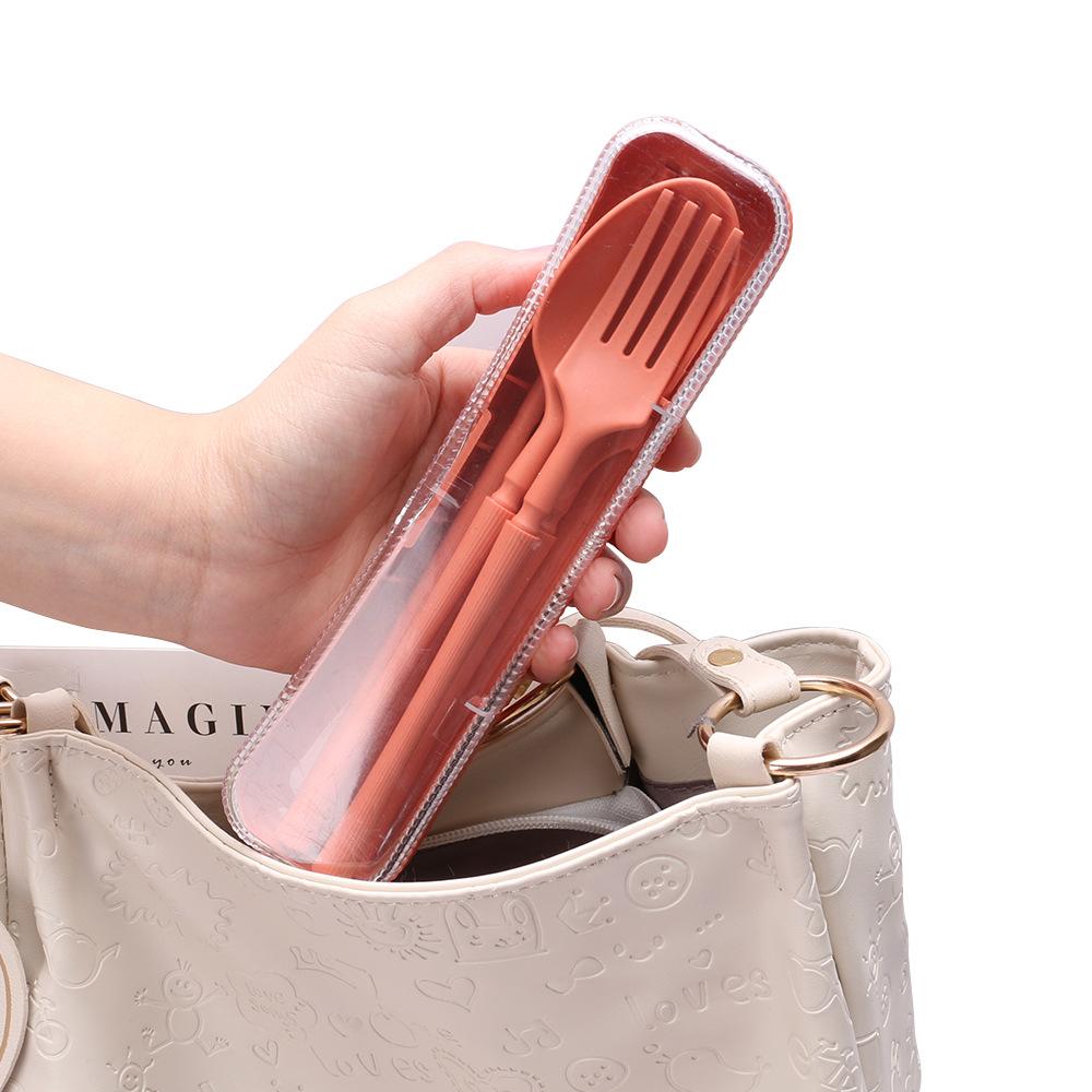 Set de tacâmuri 4 buc cu cutie de transport Set de tacâmuri portabile Cuțit Furculiță Linguriță Bețișoare Student acasă Vesele de călătorie Cadou