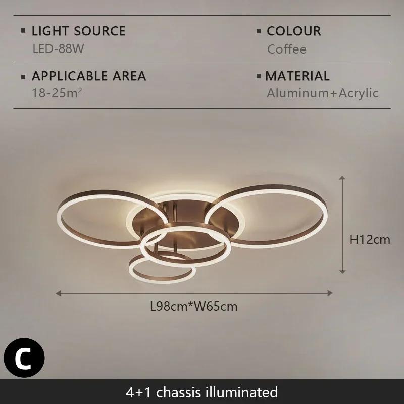 LED Chandelier Modern Creative Luxury Circular Dimmable Ceiling Light Villa Living Room Dining Room Interior Decoration Light