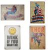 Retro Metal Poster With Cartoon Superhero Design For Bar Pub Home Wall Decor