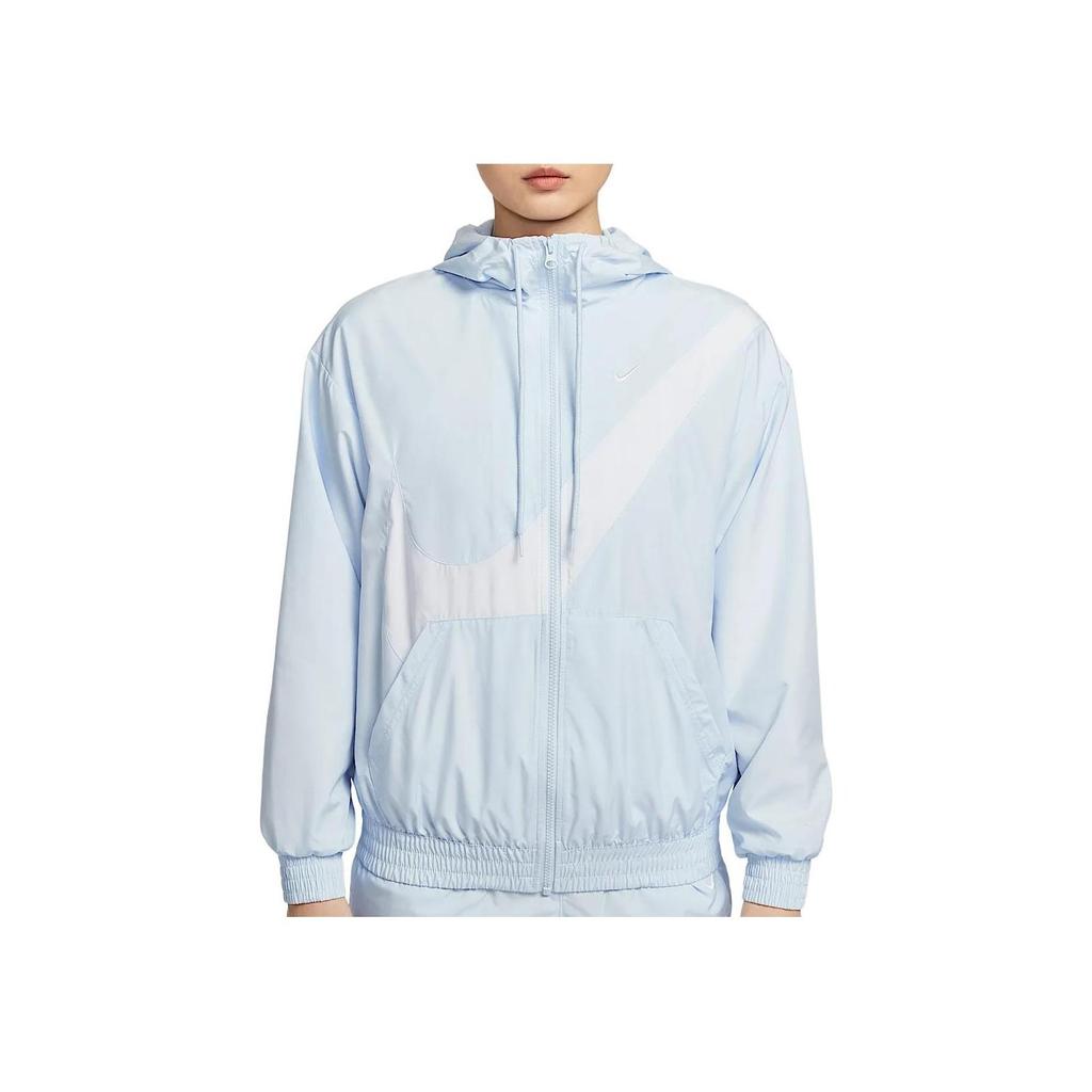 Nike Sportbekleidung Klassisch Locker UV-Schutz Durchgehender Reißverschluss Logo Jacke Gletscherblau Weiß HM8972-423