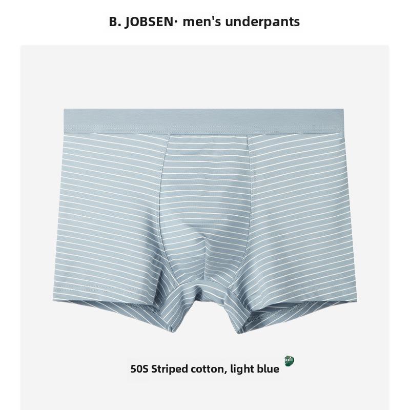 Men's Cotton Modal Boxer Briefs - Breathable Large Size, Striped Japanese Style for Autumn and Winter.