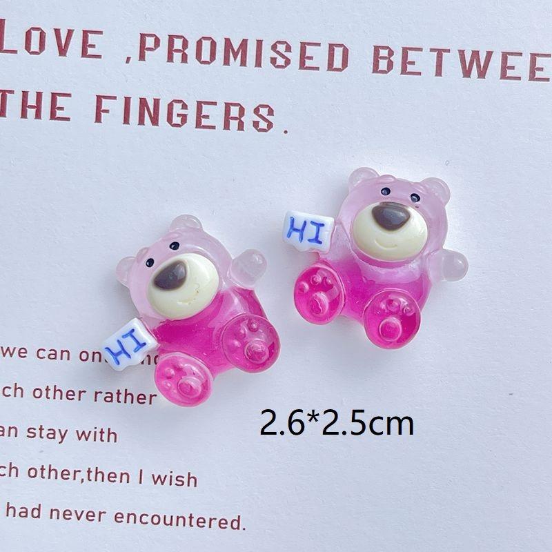Cute Strawberry Bear Resin Accessories Cream Jelly Diy Phone Case Water Bottle Charm Car Sticker