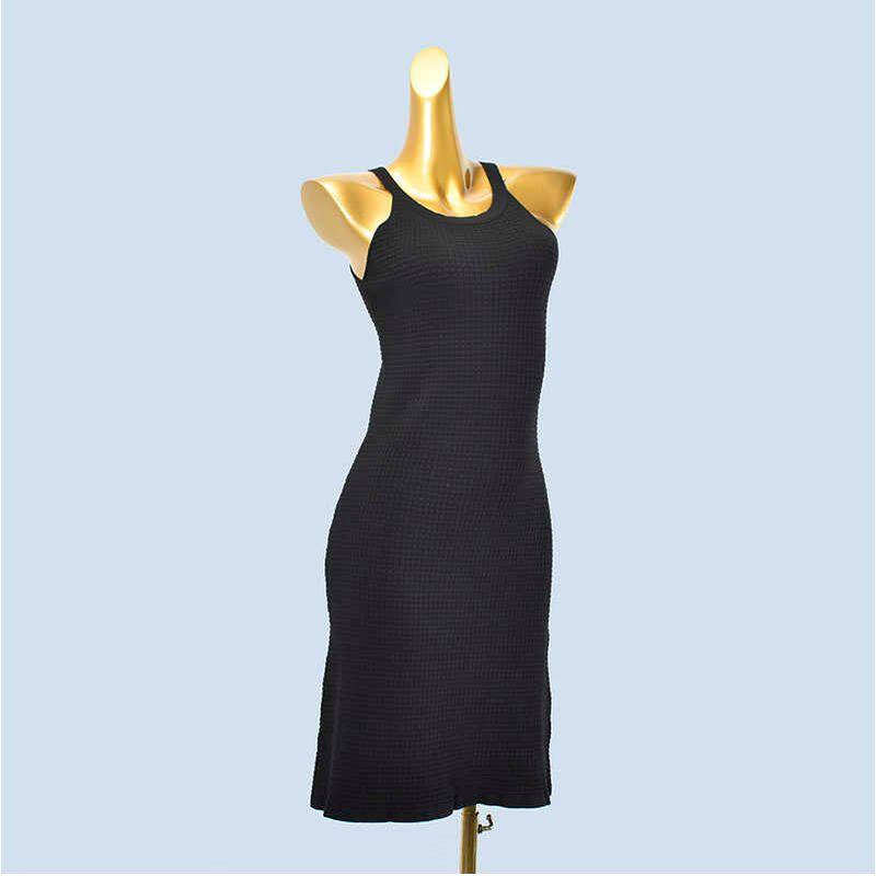 

Spring and Summer New Arrival K-style Sleeveless Knitted Vest Skirt Women s Silm Sexy Hip Skirt Underwear Mid-Length Dress Tide Black All yards