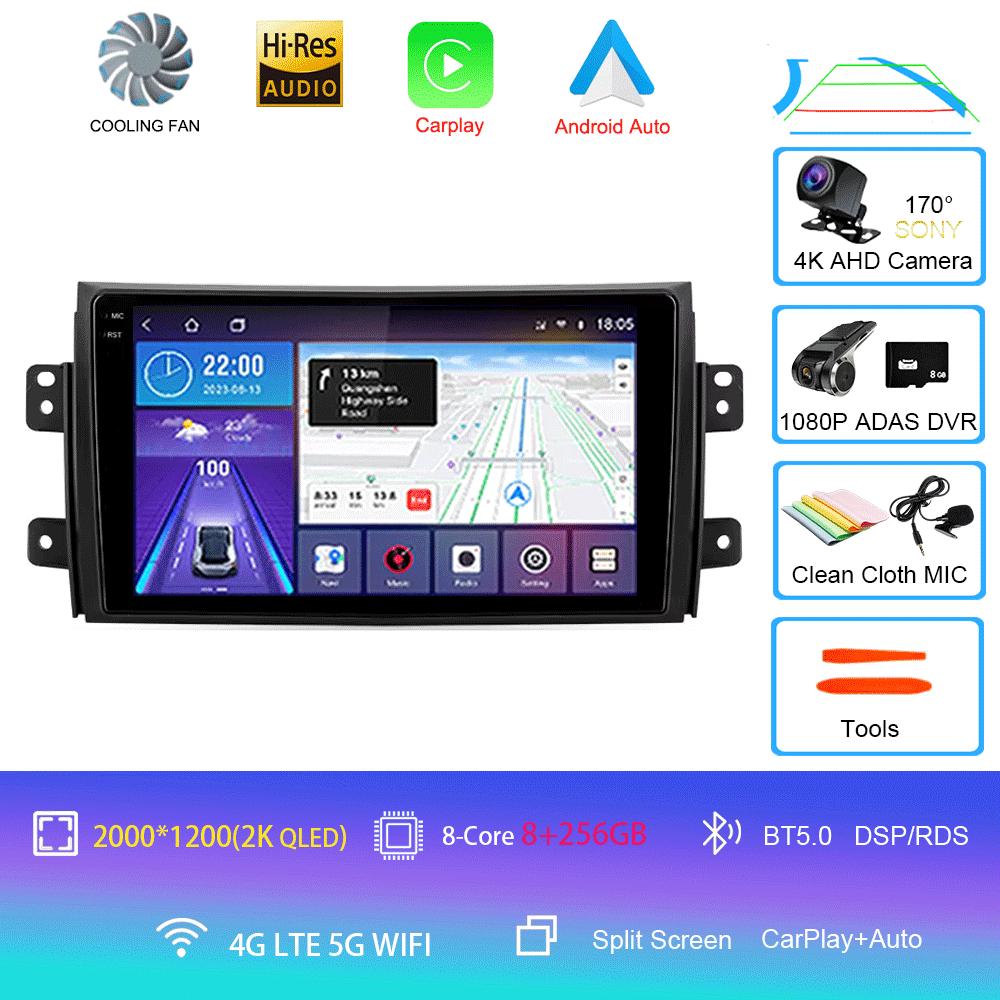 Car Radio Android 14 Carplay for Suzuki SX4 2006-2013 Fiat Sedici 2005-2014 Navigation Multimedia Video Player Audio 2din Stereo
