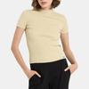 Calvin Klein Solid Color Stand Collar Pullover Short Sleeve T-Shirt Women Tops Beige J20J223148-LFU
