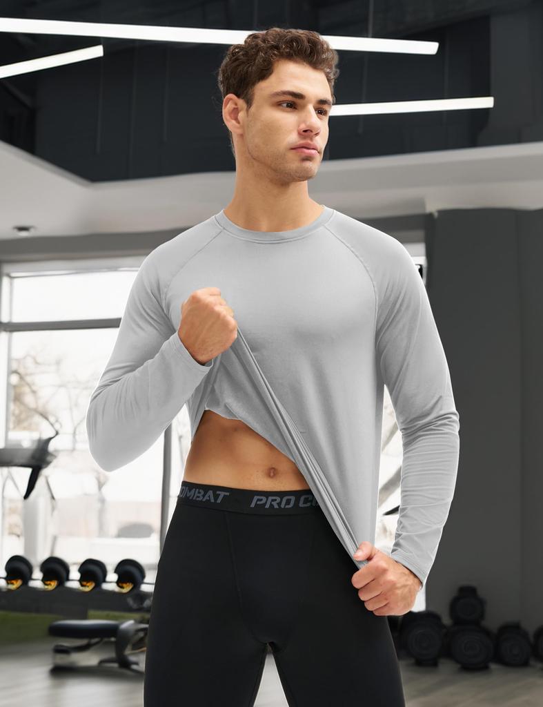 MAGCOMSEN Långärmad Vinter Lätt Bas Varm Lätt Storlek XL Herr T-shirt, Underkläder, Loungewear, Fleecefodrad, Grå, Höst/Vinterkläder, Lager,