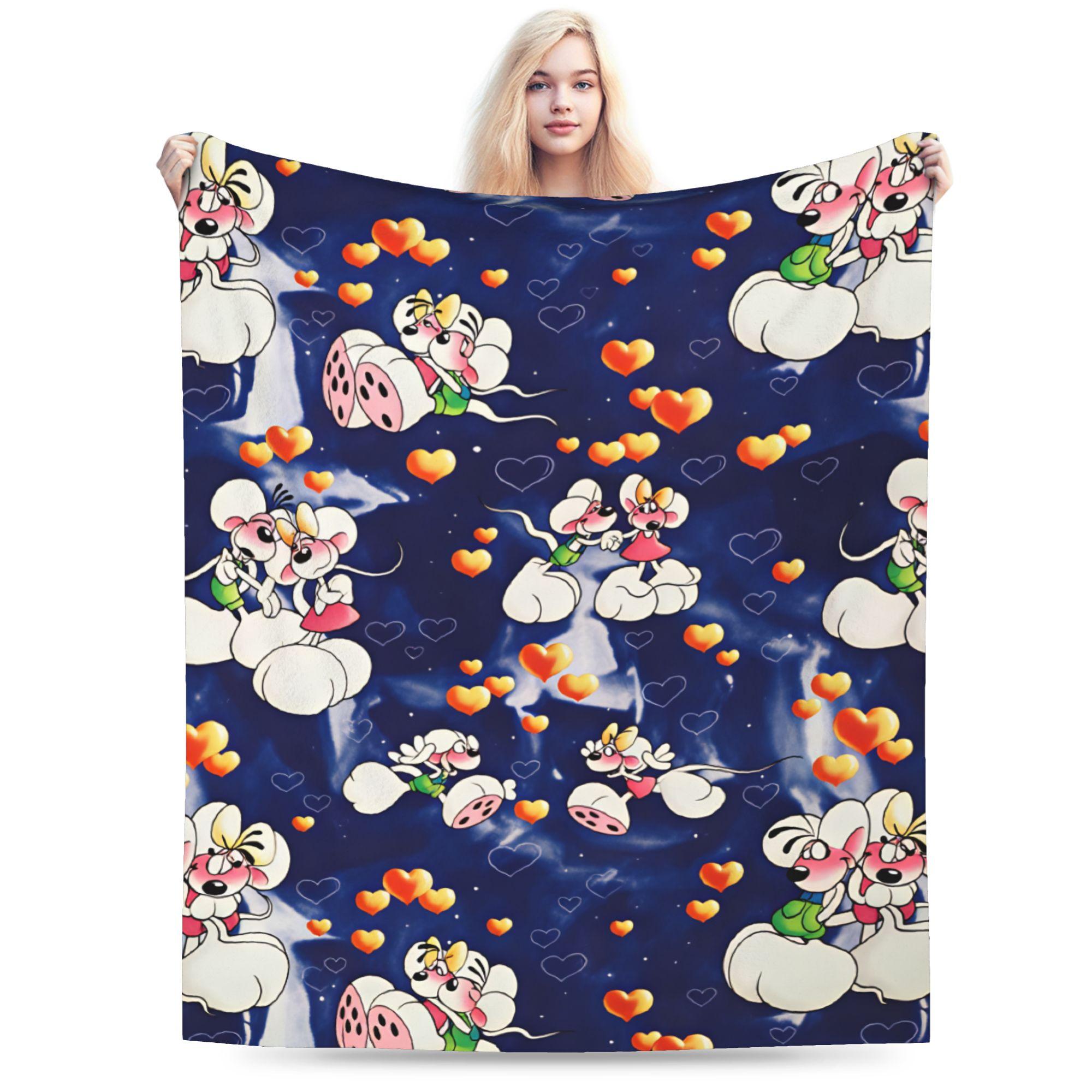 Diddl und Diddlina Decke Weich Warm Street Trend Plüsch Überwurfdecke Für Mädchen Jungen Schlafzimmer Flanell Tagesdecke Bettbezug 75x90cm