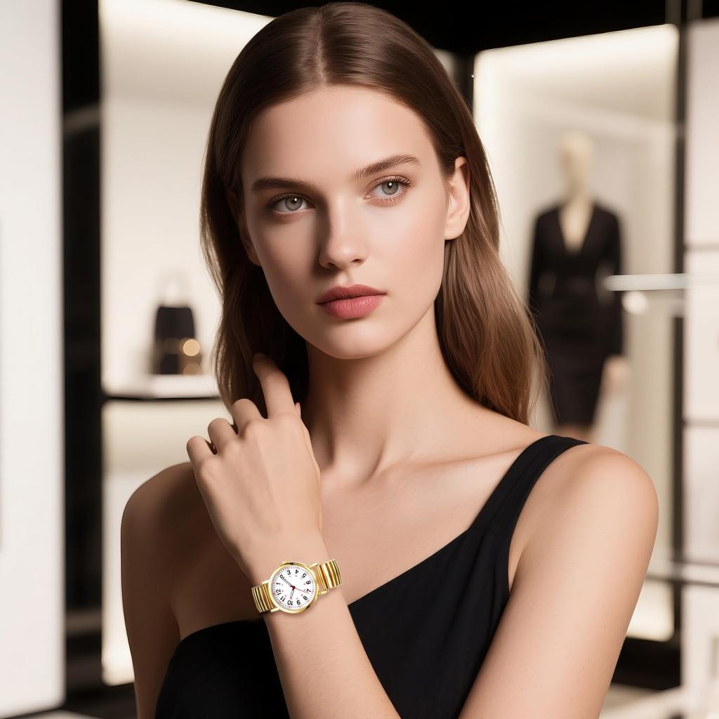 Simple Analog Watch with Water One Size Fits Stainless Steel Quartz Gold or Silver Perfect Gift for or Day Women's Resistance Most, Strap, Movement,