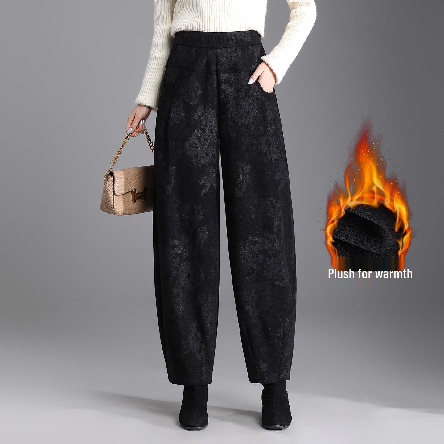 Women s Petite Wool Blend Harem Pants - Winter 2025 Loose Fit, Thickened Casual Cropped Carrot Pants XL