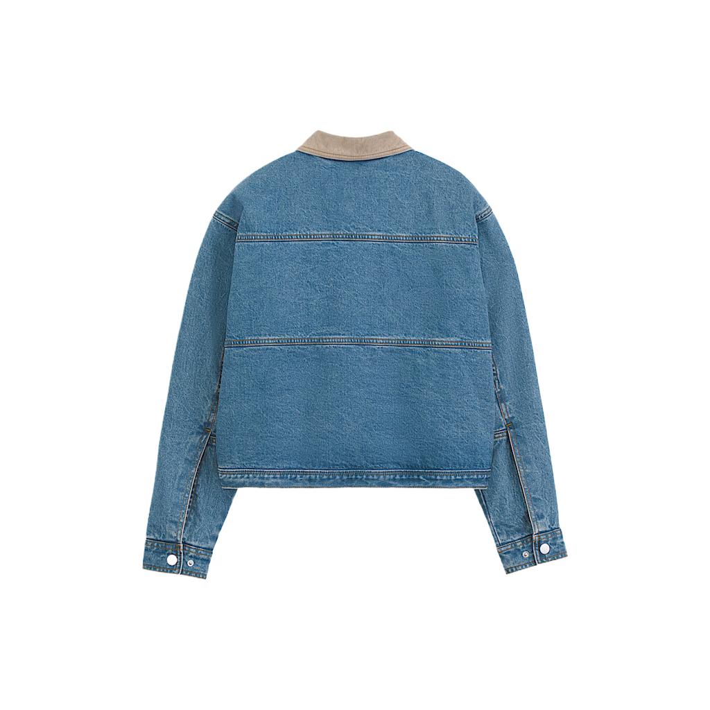 Women's Vans Denim Jackets Women's Vintage Stone Color Lapel Moderate Other
