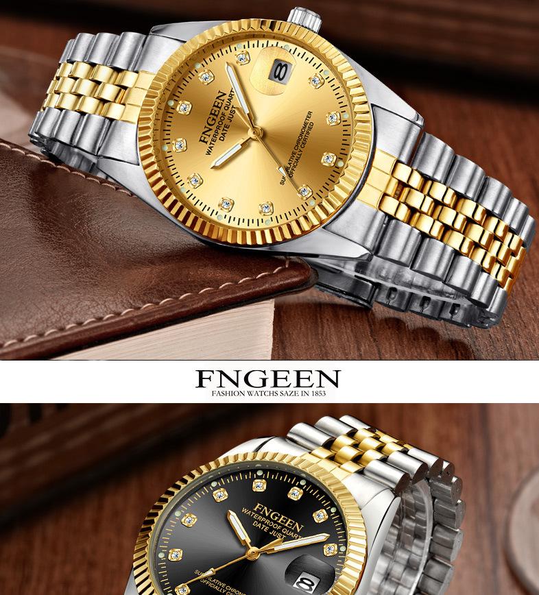 Tycoon Gold Waterproof Couple Watch: Stylish Gold Watches for Men and Women