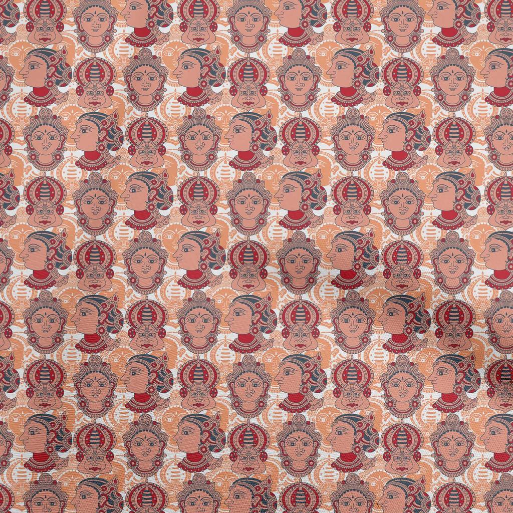 oneOone Cotton Flex Gamboge Yellow Fabric Kathakali Mask Sewing Craft Projects Fabric Prints By Yard 40 Inch