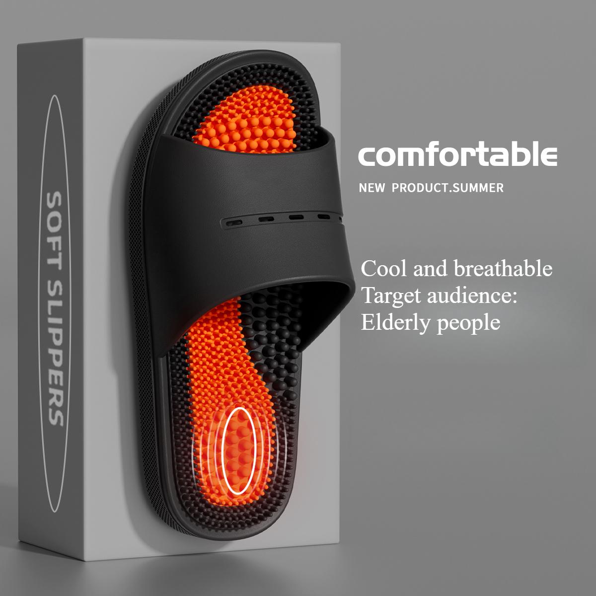 

Массажные тапочки для мужчин на лето, для дома, ванной, купания, массажа ног, массажа ног, противоскользящие, крутые тапочки для мужчин 44-45 чёрный