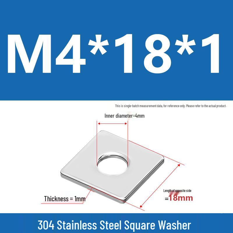 304 Stainless Steel Thickened Square Washer for Curtain Wall (M4-M16)