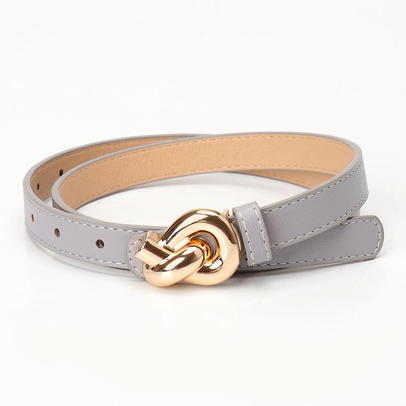 

New fashionable European and American style high-end belt women s alloy snap buckle knotted belt decorative dress women s belt сірий колір