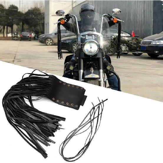 Milltrip 2Pcs Handlebar Tassel Grips - Premium PU Leather Hand Grip Tassels with Fringe Wrap Cover, Universal Fit for 1in Handlebar, Black