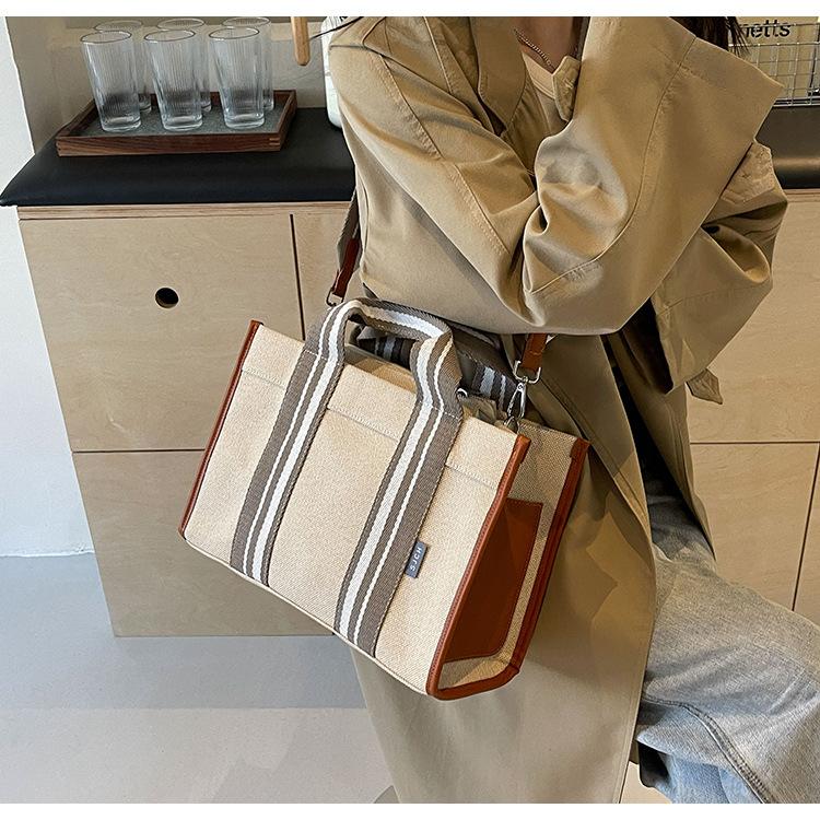 Canvas Bag Women's Tote Bag Large Capacity Autumn and Winter Messenger New Versatile Shoulder Bag Portable Commuter Bag
