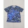 Abstract 3D Geometric Shattered Stone Printed T-Shirt for Men Cool Luminous Blue Crack Pattern Short Sleeve Tees Casual Round Neck Summer Outfits Top