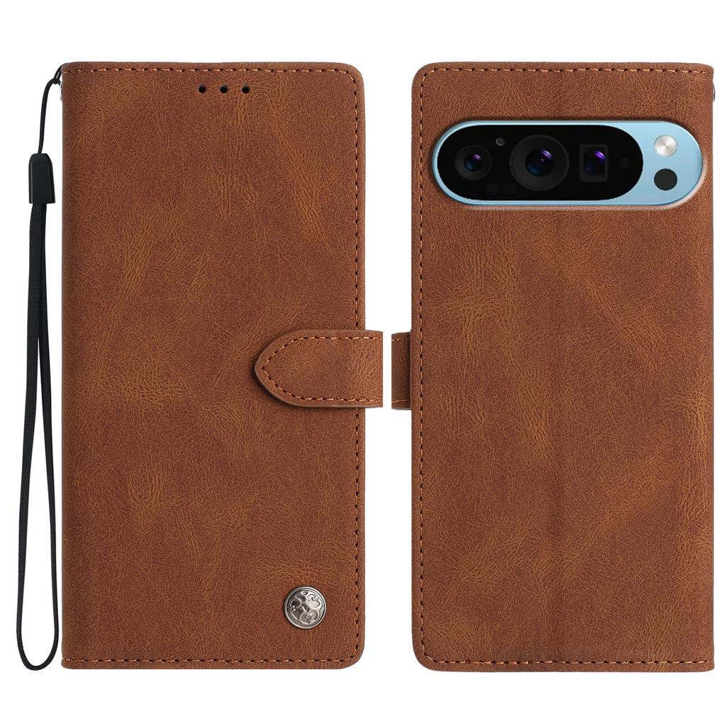 For Google Pixel 9 Leather Case Solid Color Phone Wallet Cover
