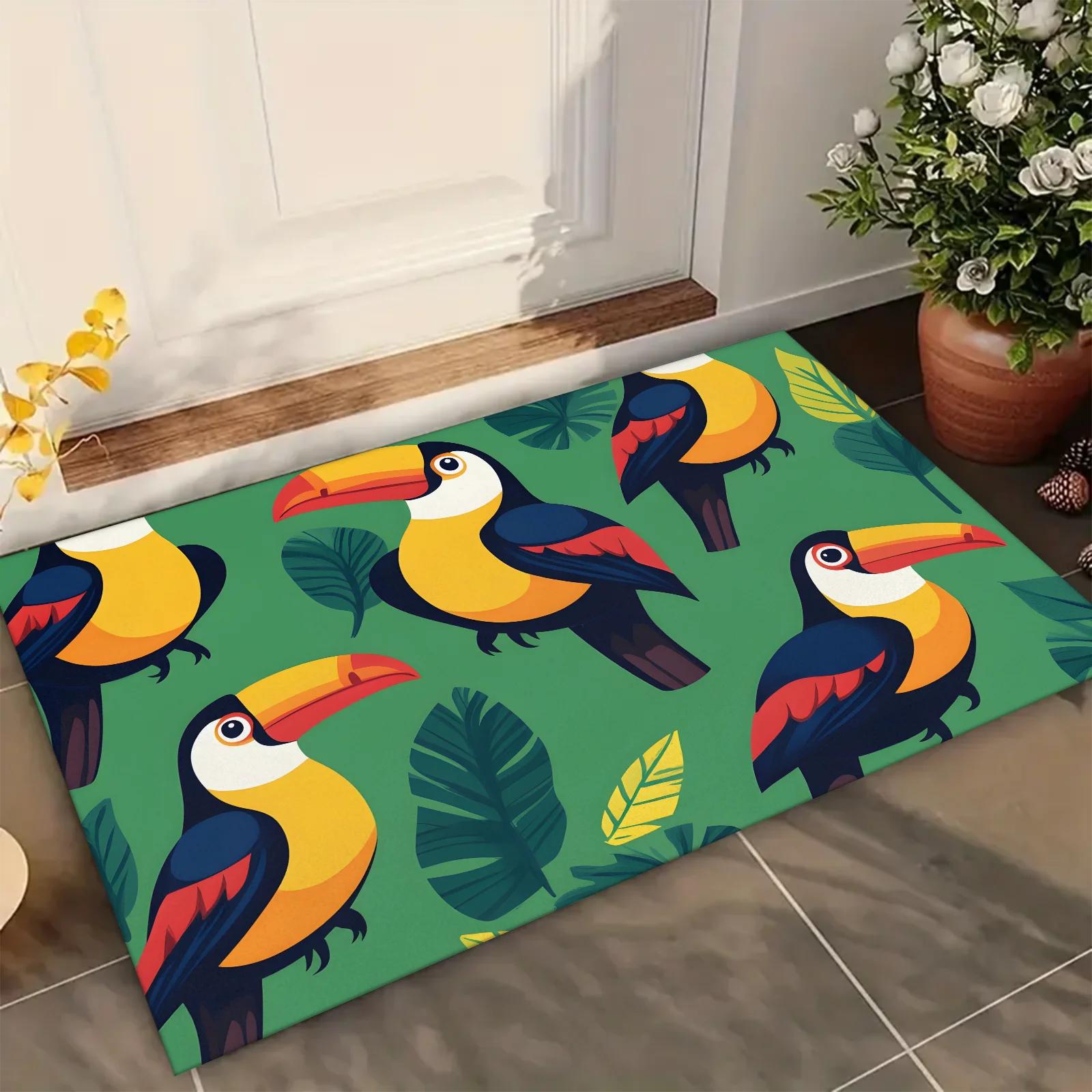 

Floral & Bird Welcome Entrance Doormat Home Decor Carpet Indoor Outdoor Floor Mat Living Room Bedroom Bath Kitchen Rug 40x60cm